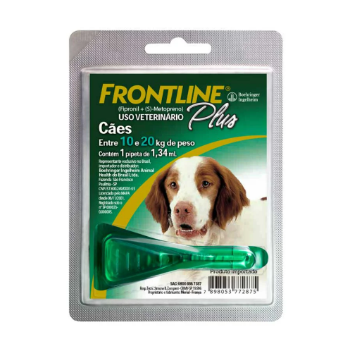 Antipulgas e Carrapatos Plus para Cães de 10 a 20kg Frontline 1,34ml