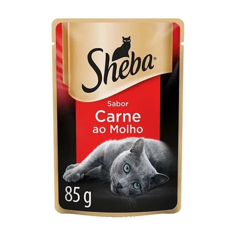 Ração Úmida Sheba Sachê para Gatos Adultos Sabor Carne ao Molho 85g