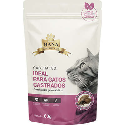 Snack Hana Healthy Life para Gatos Castrados Adultos Sabor Frango - 60g