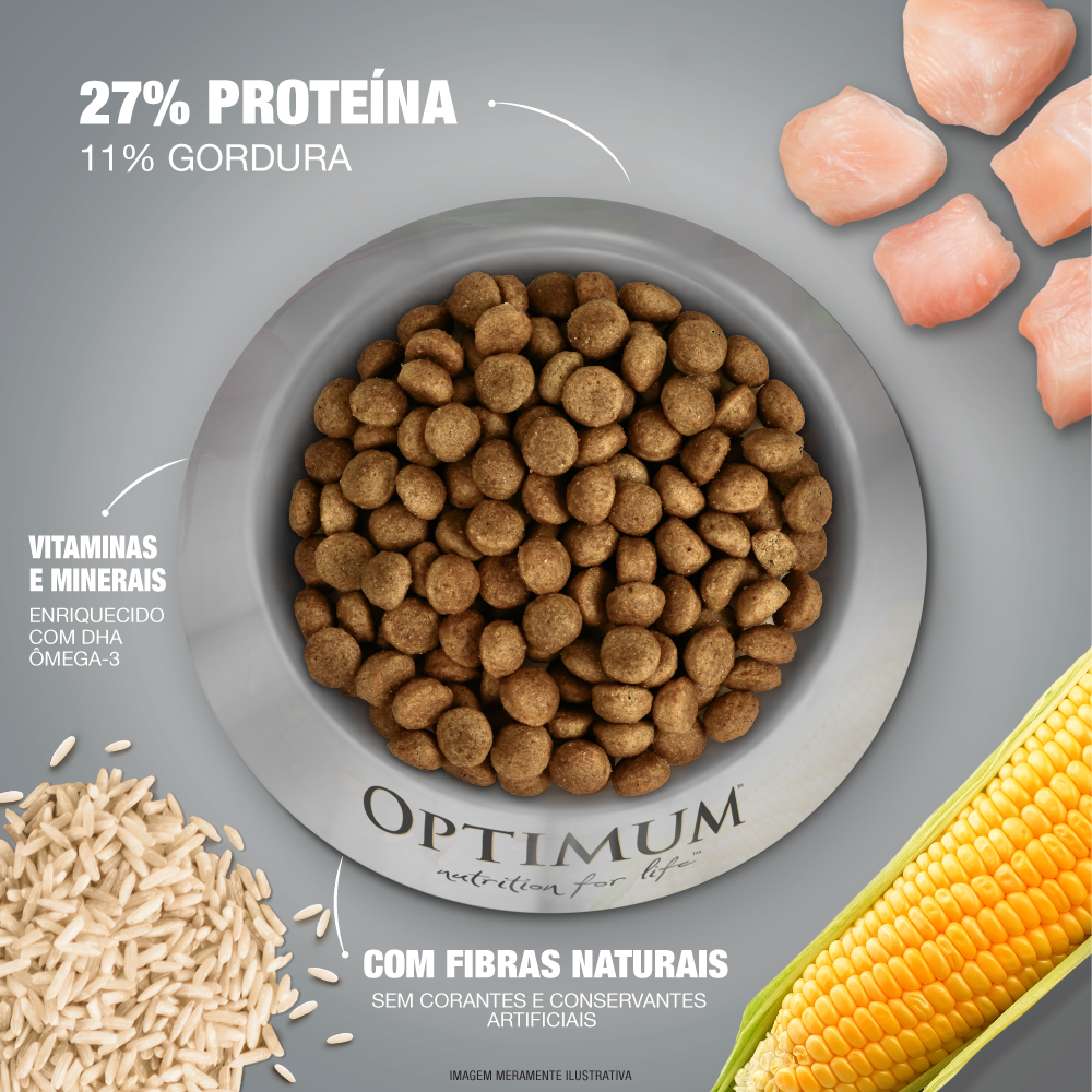 Ração Optimum Frango e Arroz para Cães Filhotes Raças Médias e Grandes até 18 meses 15kg