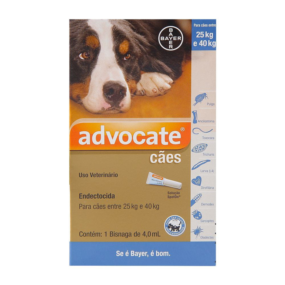 Antipulgas Advocate para Cães entre 25 e 40Kg 4,0ml - 1 bisnaga