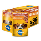 Kit Ração Úmida Pedigree Sachê Cordeiro ao Molho para Cães Adultos de Raças Pequenas 36 Unidades