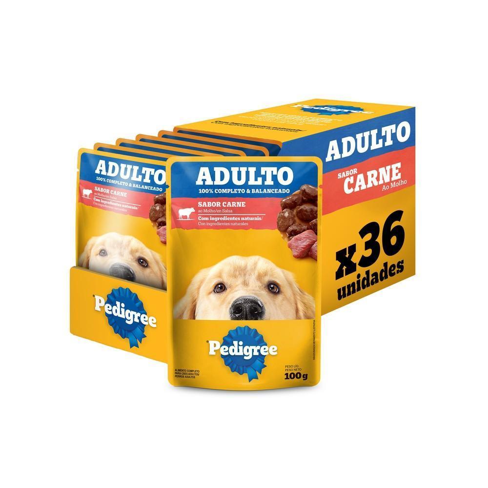 Kit Ração Úmida Pedigree Sachê Carne ao Molho para Cães Adultos 36 Unidades