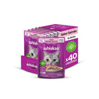 Kit Ração Úmida Whiskas Sachê Salmão ao Molho para Gatos Adultos 40 Unidades