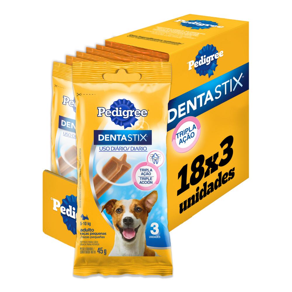 Kit Petisco Pedigree Dentastix Cuidado Oral Para Cães Adultos Raças Pequenas 18 x 3 Unidades
