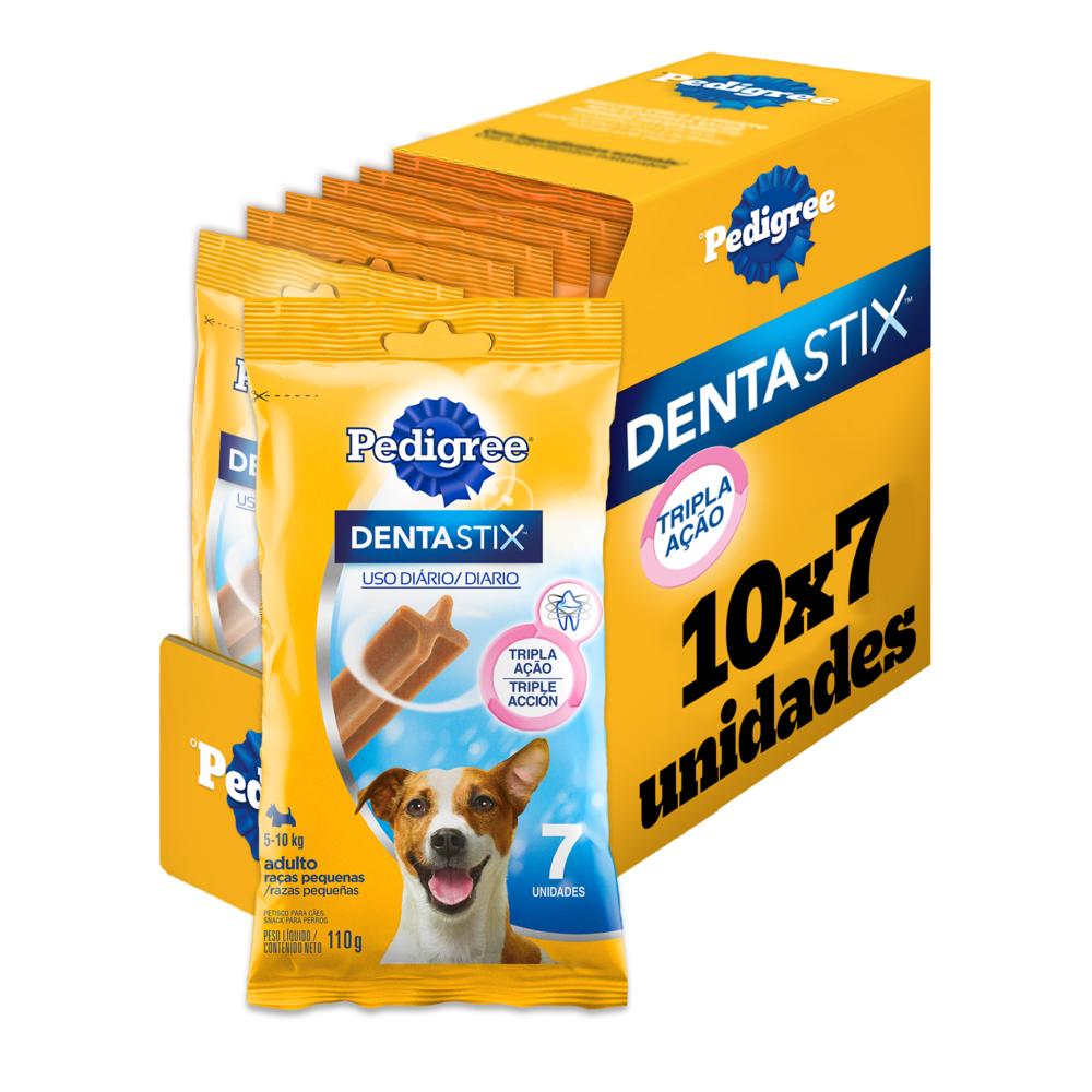 Kit Petisco Pedigree Dentastix Cuidado Oral Para Cães Adultos Raças Pequenas 10 x 7 Unidades