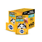 Kit Ração Úmida Pedigree Sachê High Protein Cães Adultos Porco e Carne Ao Molho 40 Unidades