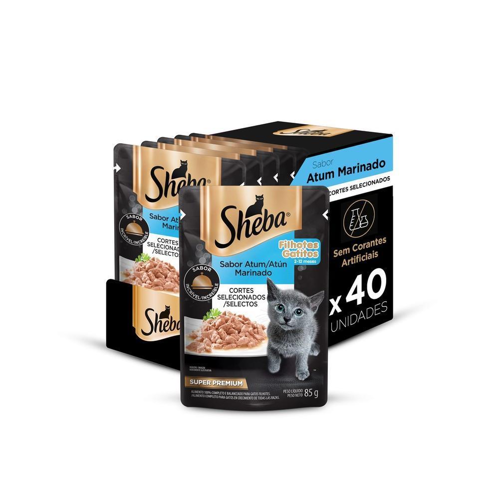 Kit Ração Úmida Sheba Sachê para Gatos Filhotes Sabor Atum Marinado 40 Unidades