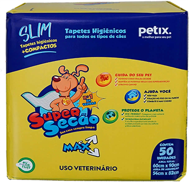 Tapete Higiênico Super Secao Max Slim Petix com 50Un