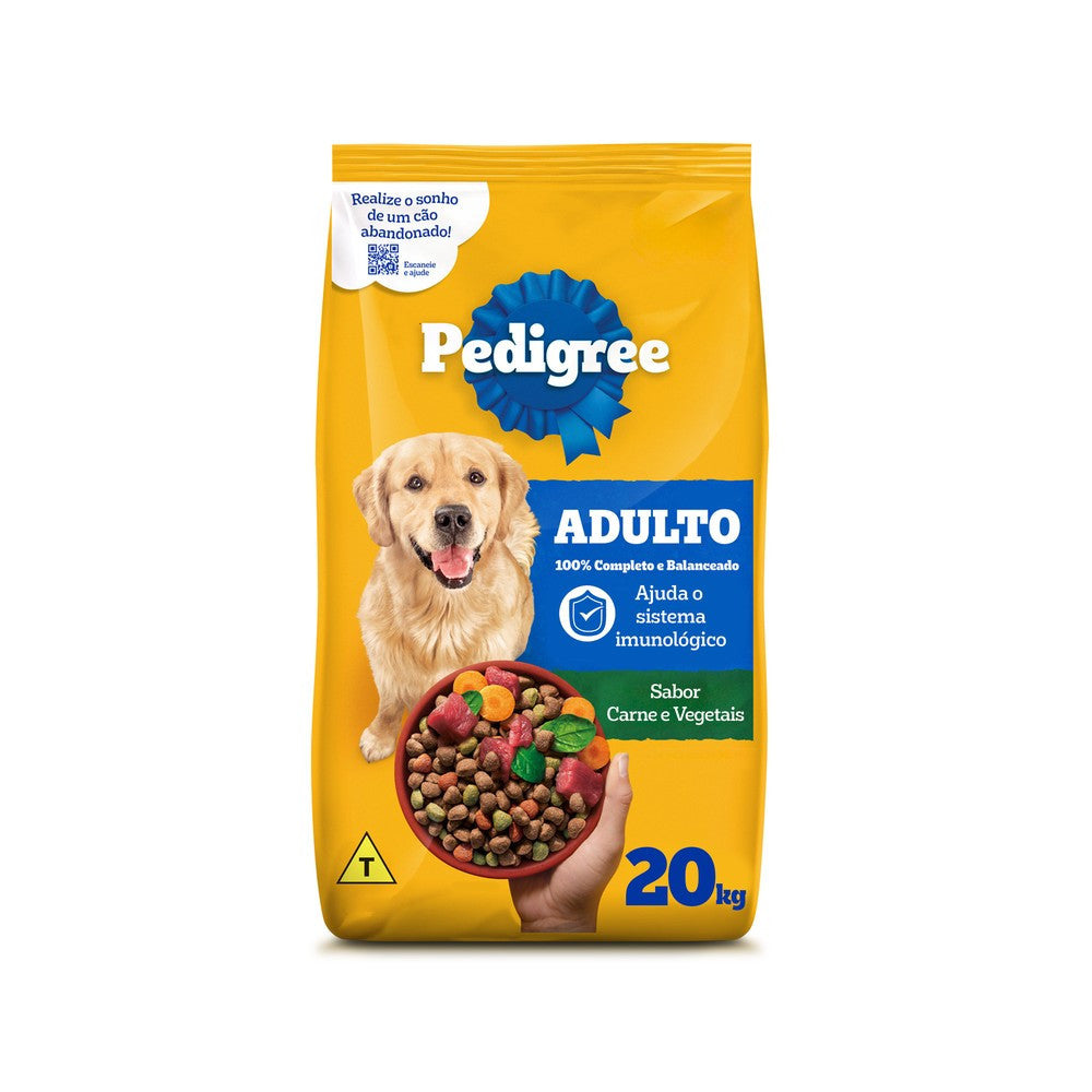 Ração Pedigree Carne e Vegetais Para Cães Adultos Raças Médias e Grandes 20 kg