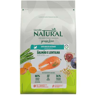 Ração Guabi Natural Grain Free Salmão e Lentilha para Gatos Castrados - 1,5Kg