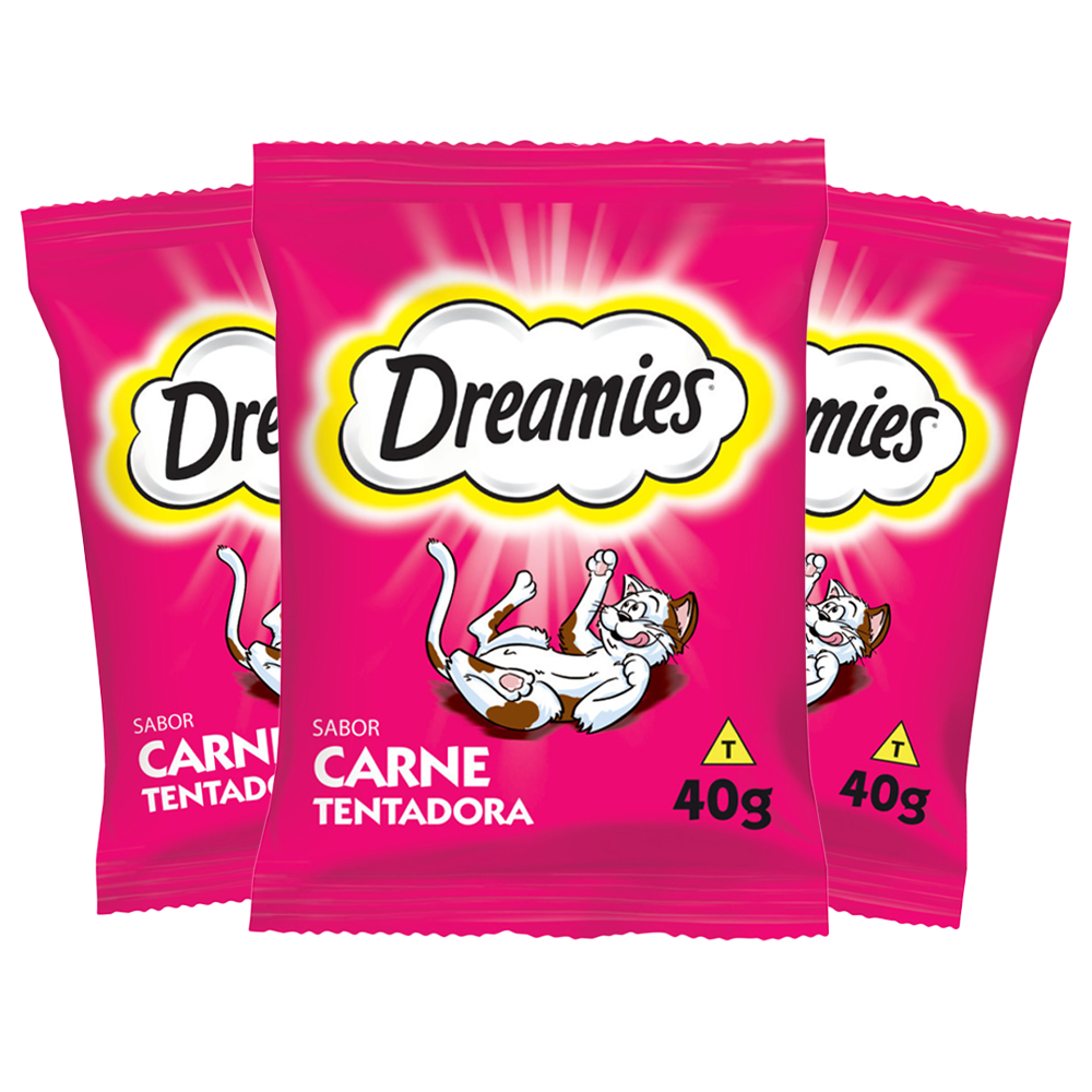 Leve 3 Pague 2! Petisco Dreamies Carne Para Gatos Adultos 40 g