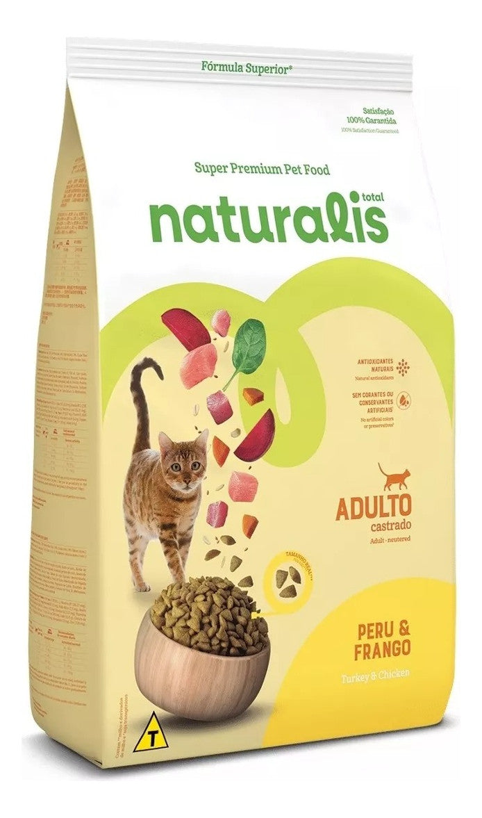 Ração Naturalis Gatos Adultos Castrados Peru e Frango 7,5kg