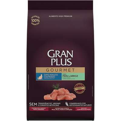 Ração Seca GranPlus Gourmet Peru & Arroz para Gatos Castrados - 3Kg
