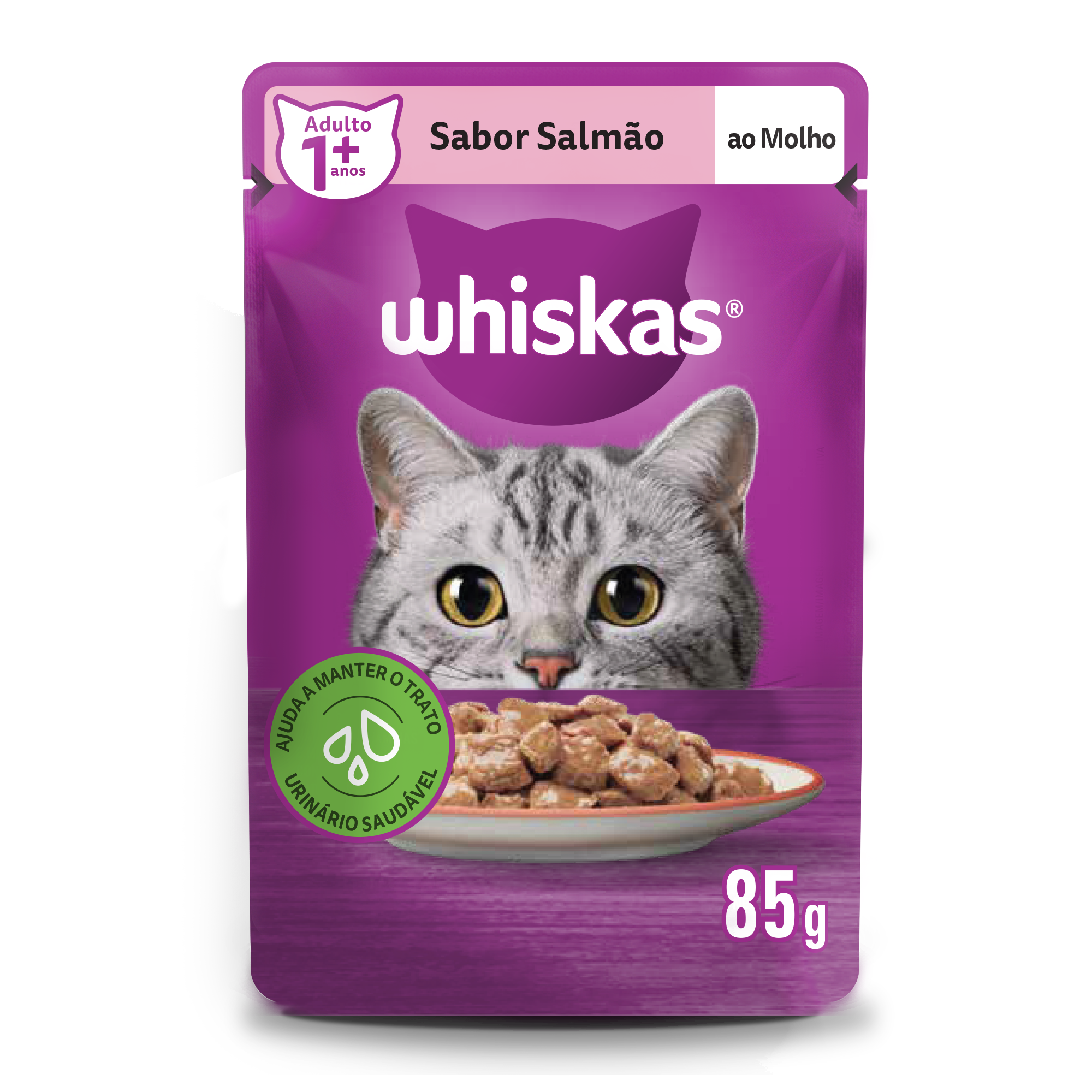 Ração Úmida Whiskas Sachê Salmão ao Molho para Gatos Adultos 15un