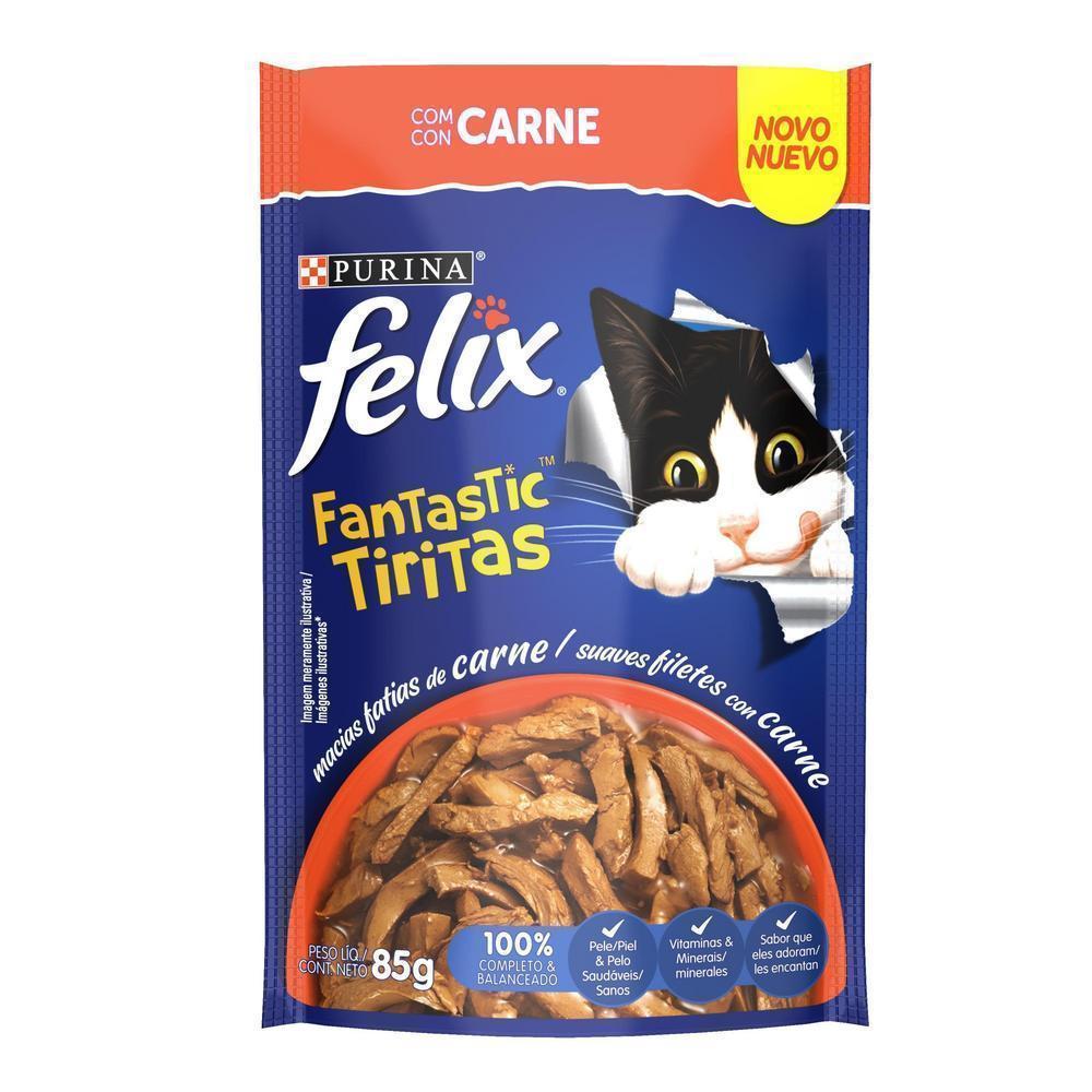 Ração Úmida FELIX Fantastic Tiritas Carne 85g