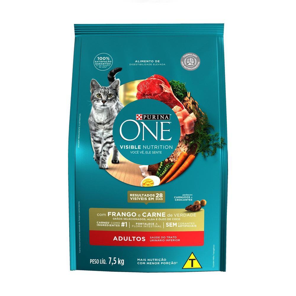 Ração PURINA ONE Gatos Adultos Frango e Carne 7,5kg