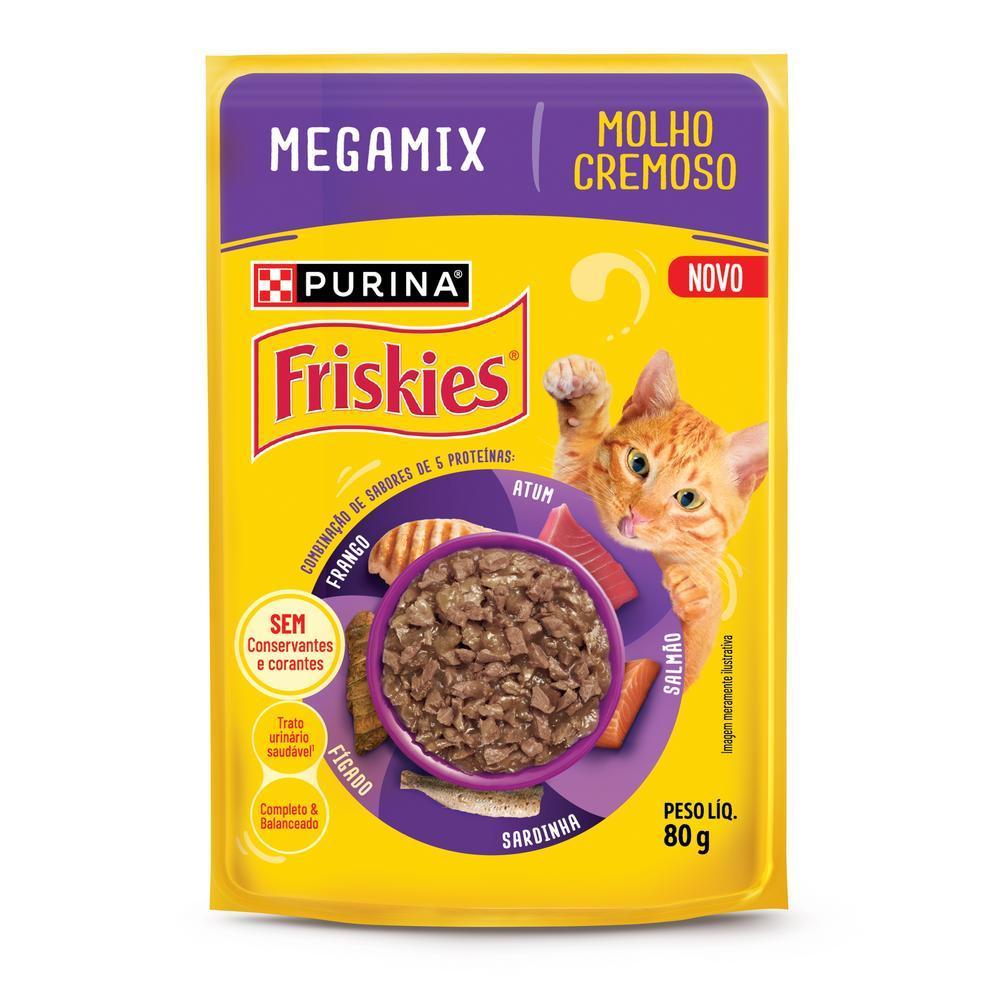 Ração Úmida PURINA FRISKIES® MOLHO CREMOSO para Gatos Adultos Megamix 80g