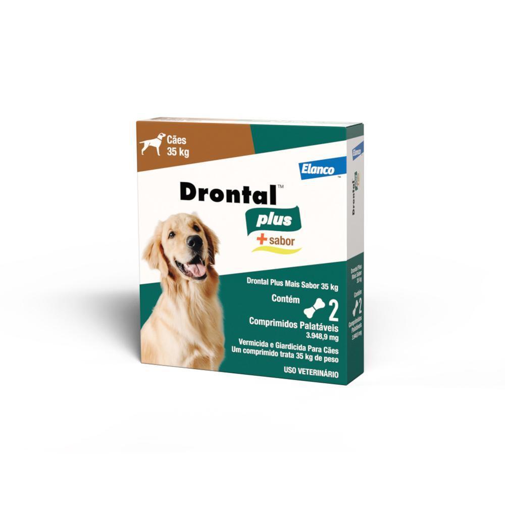 Vermífugo Drontal Plus Sabor Carne Cães 35Kg Bayer com 2 Comprimidos