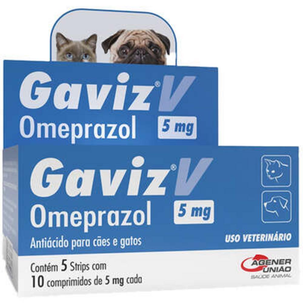 Gaviz Omeprazol 5mg para Cães e Gatos 10 Comprimidos