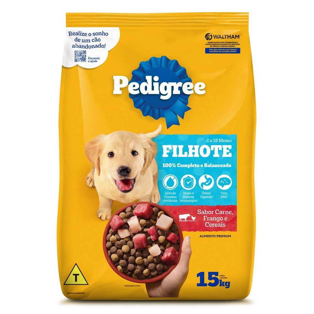 Ração Pedigree Carne Frango e Cereais Cães Filhotes 15 kg
