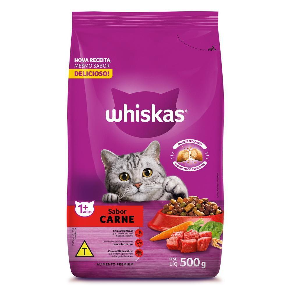 Ração para Gatos Adultos Sabor Carne Whiskas 500G