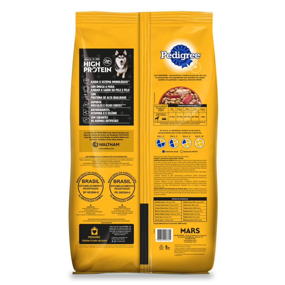 Ração Pedigree High Protein Cães Adultos Carne e Frango 10,1kg