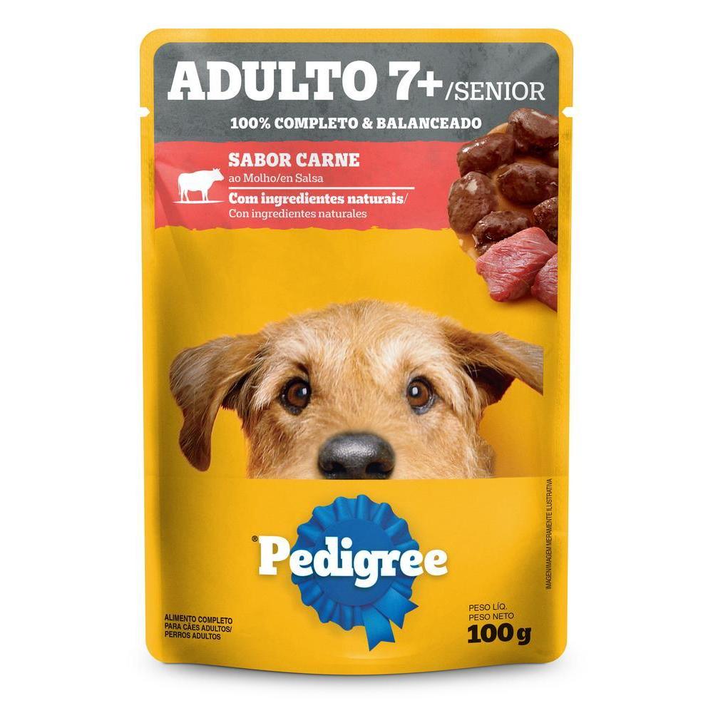 Ração Úmida Pedigree Sachê Carne ao Molho para Cães Adultos Sênior 7+ Anos 100 g