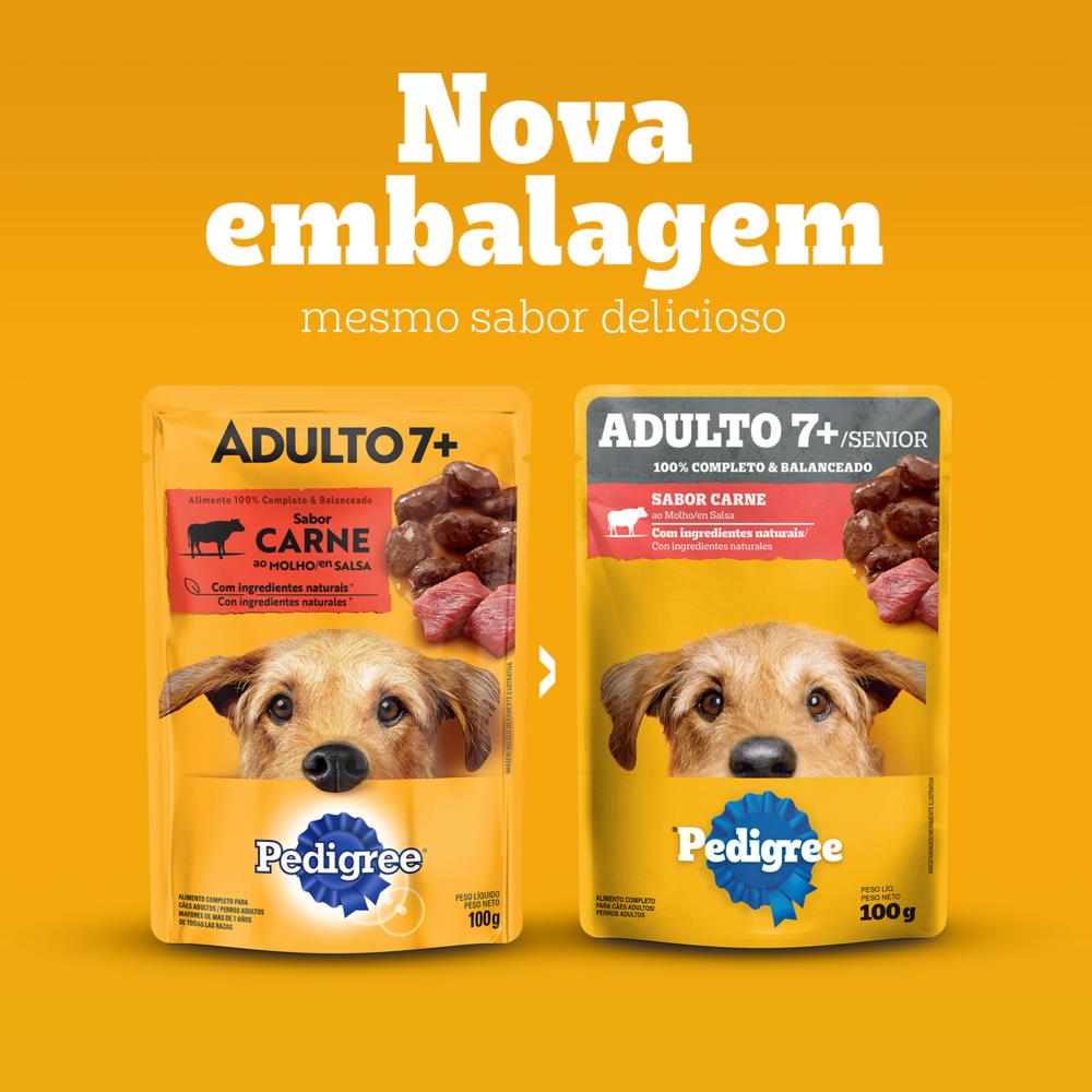 Ração Úmida Pedigree Sachê Carne ao Molho para Cães Adultos Sênior 7+ Anos 100 g