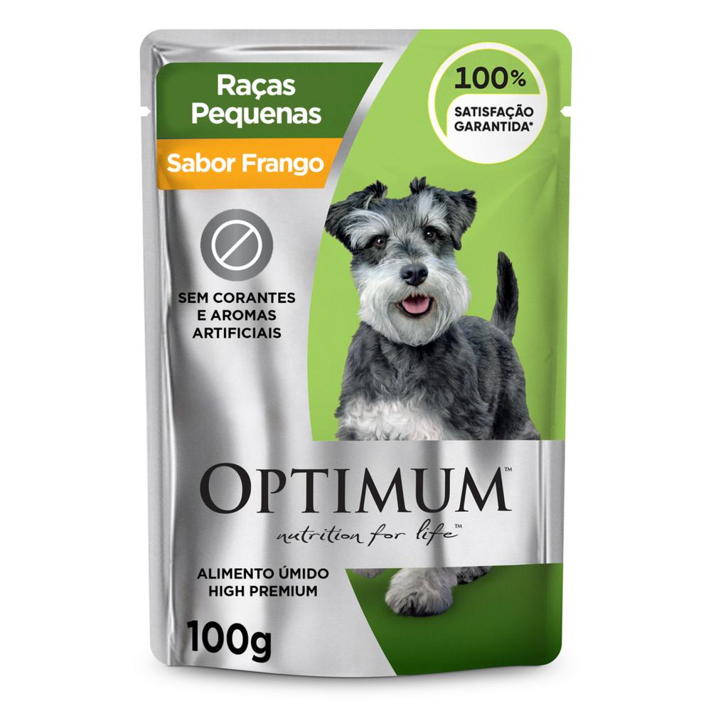 Ração Úmida Optimum Sachê para Cães Adultos Raças Pequenas e Minis Frango 100 g