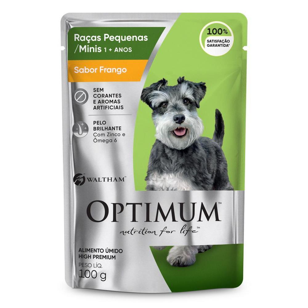 Ração Úmida Optimum Sachê para Cães Adultos Raças Pequenas e Minis Frango 100 g
