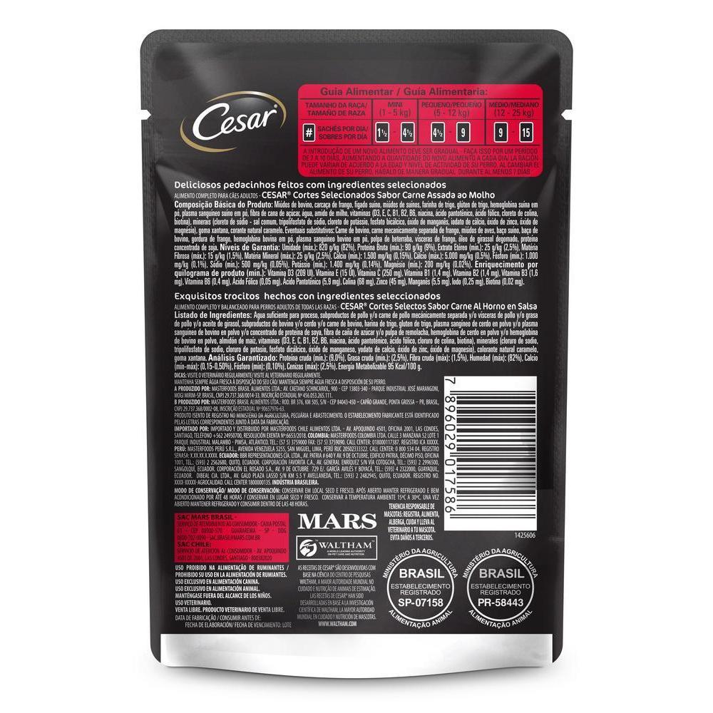 Ração Umida Cesar Carne Assada Adulto para Cães 85 g