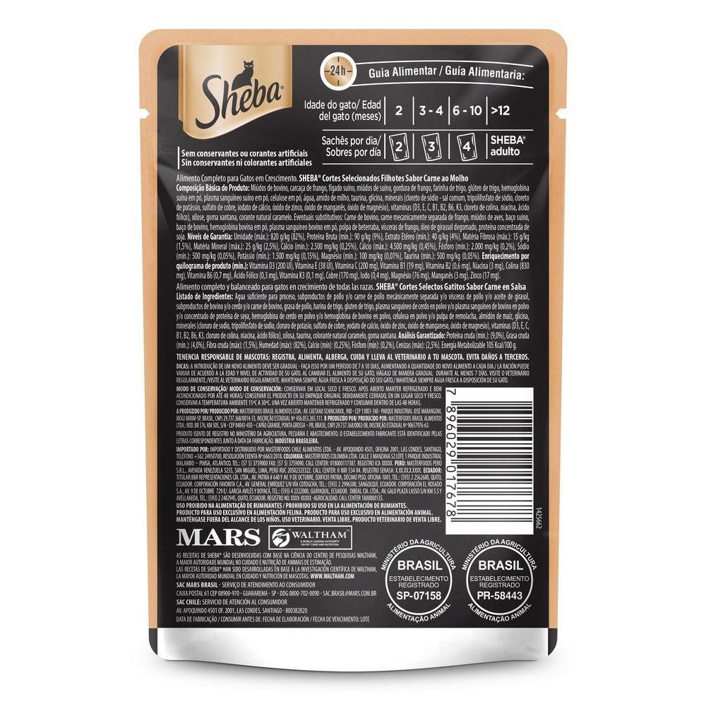 Ração Umida Sheba Carne com Molho Filhotes para Gatos 85 g