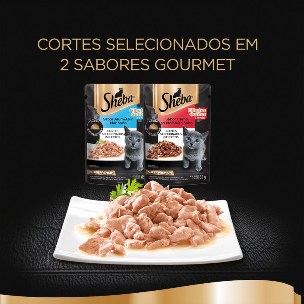 Ração Umida Sheba Carne com Molho Filhotes para Gatos 85 g