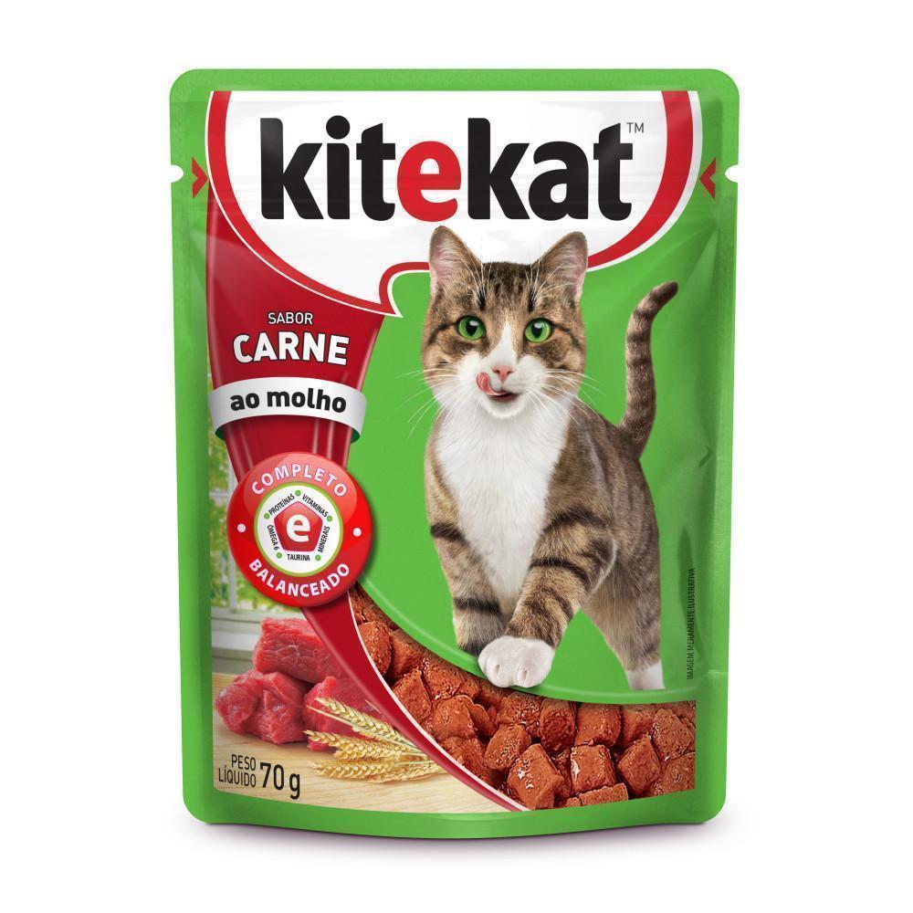 Ração Úmida Kitekat Sachê Carne ao Molho para Gatos Adultos 70 g