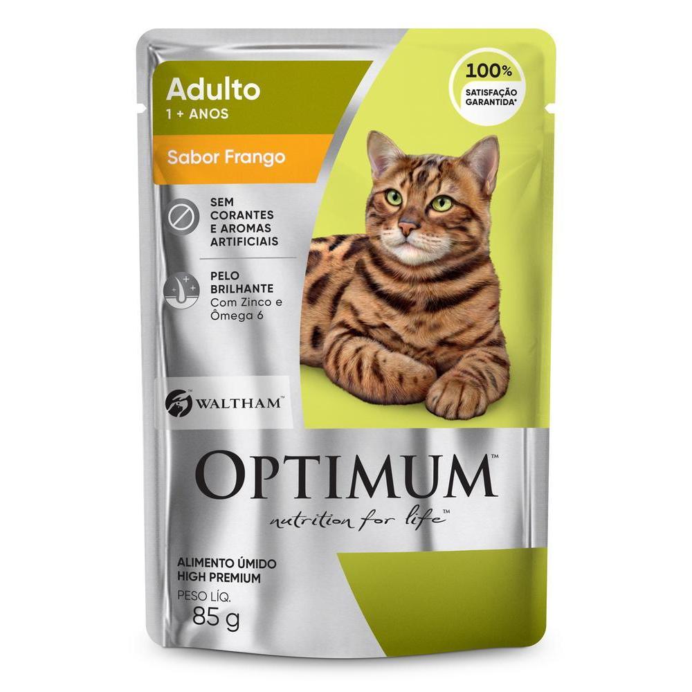 Ração Úmida Optimum Sachê para Gatos Adultos Frango 85 g