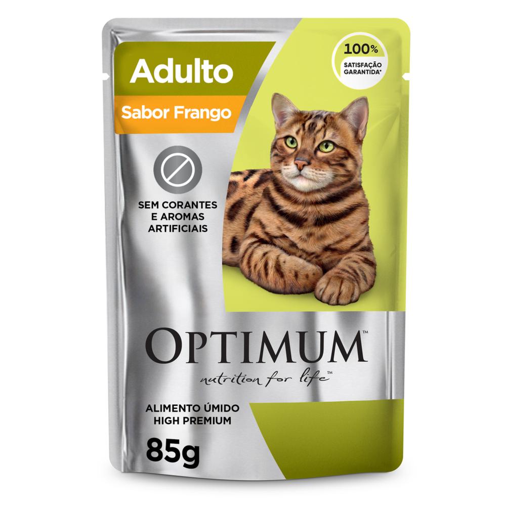 Ração Úmida Optimum Sachê para Gatos Adultos Frango 85 g