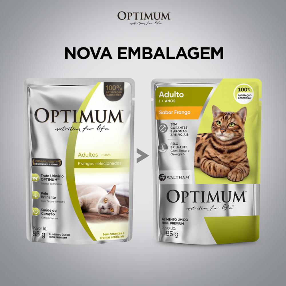 Ração Úmida Optimum Sachê para Gatos Adultos Frango 85 g