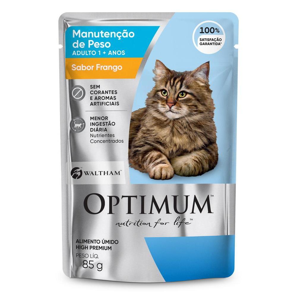 Ração Úmida Optimum Sachê para Gatos Adultos Manutenção de Peso Frango 85 g