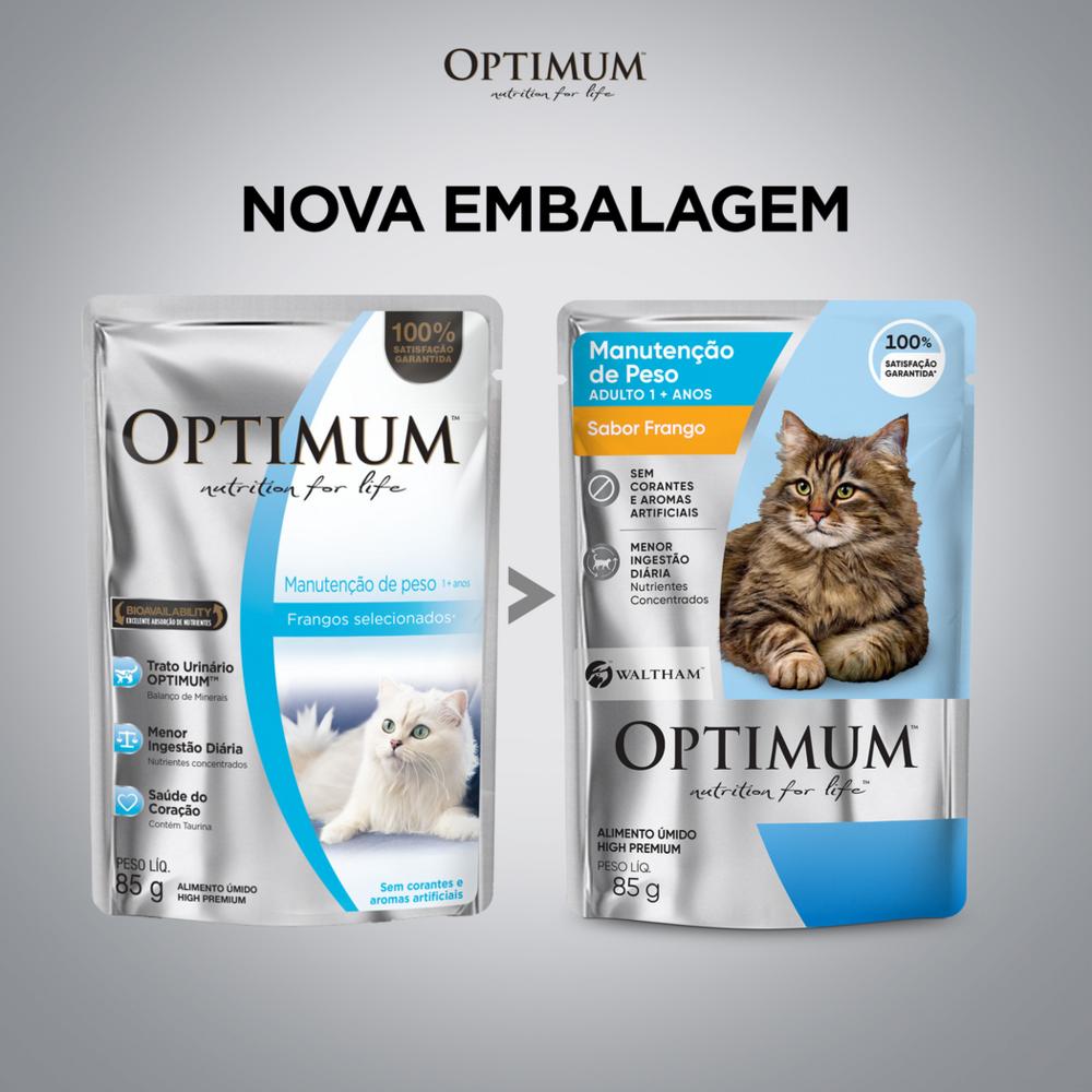 Ração Úmida Optimum Sachê para Gatos Adultos Manutenção de Peso Frango 85 g