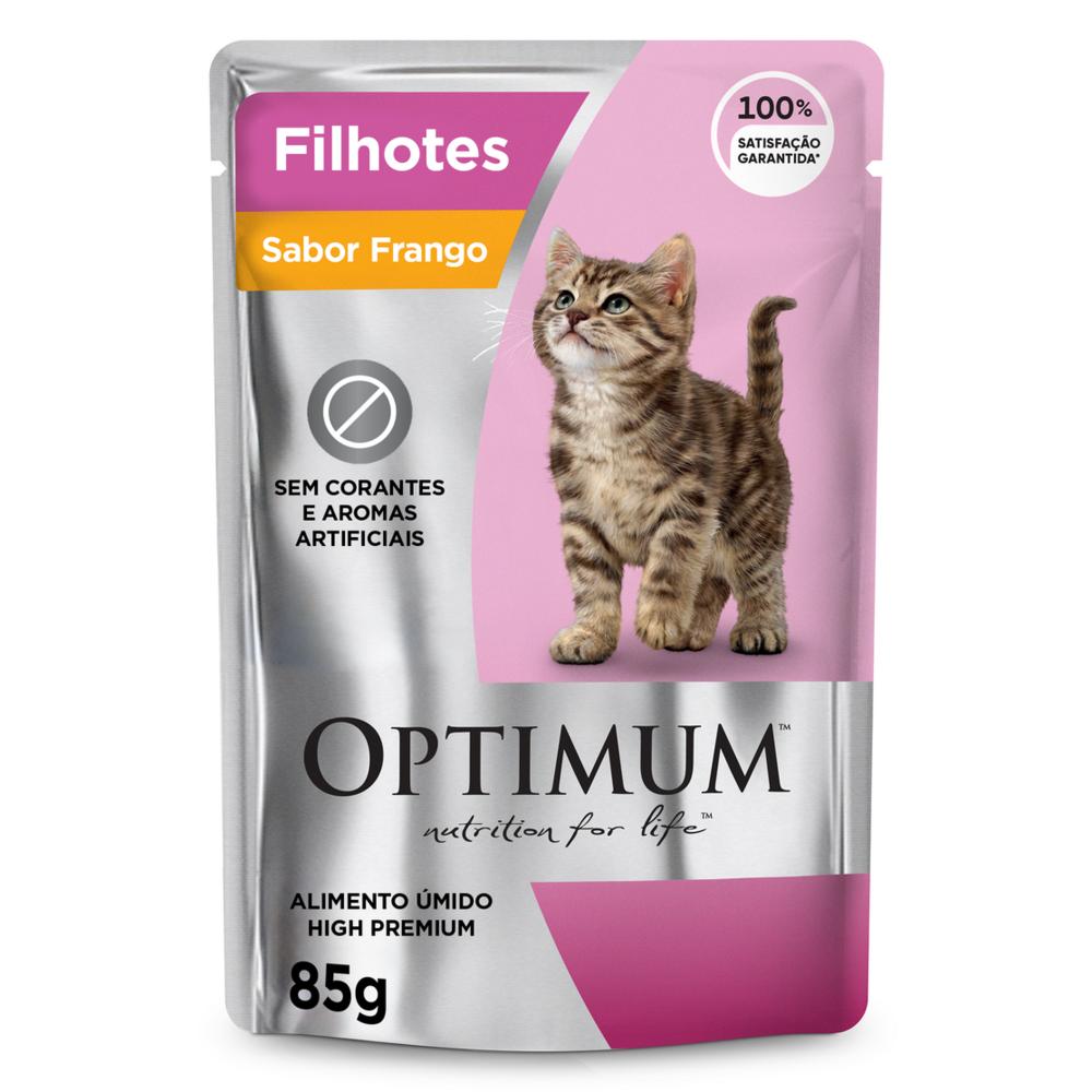 Ração Úmida Optimum Sachê para Gatos Filhotes Frango 85 g