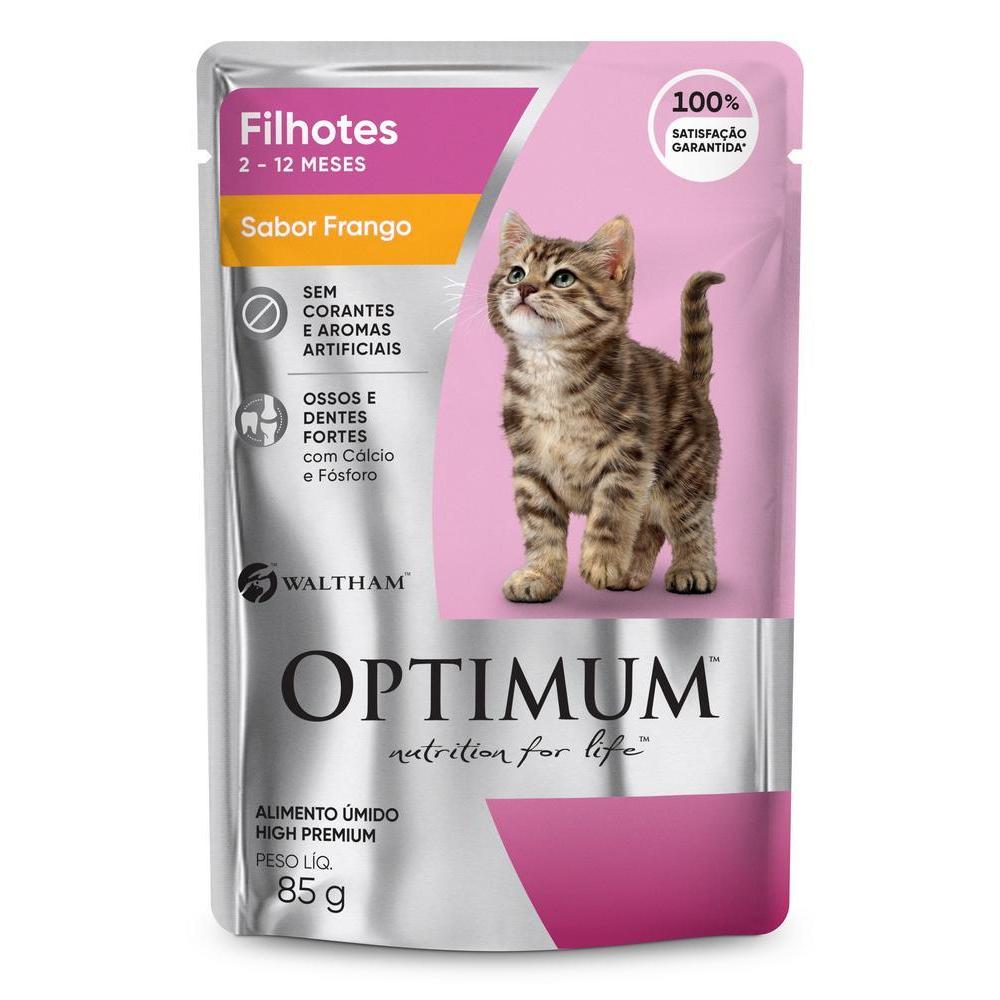 Ração Úmida Optimum Sachê para Gatos Filhotes Frango 85 g