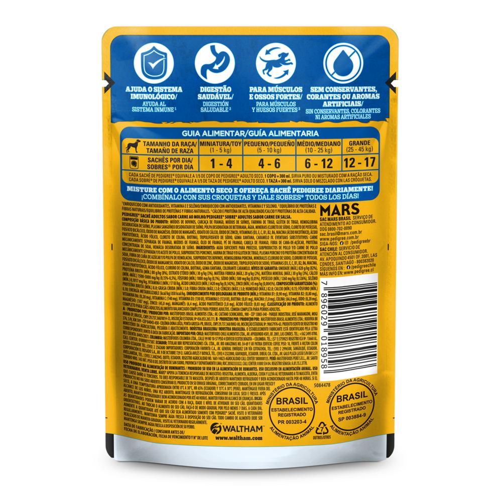Ração Úmida Pedigree Sachê Carne ao Molho para Cães Adultos 100 g
