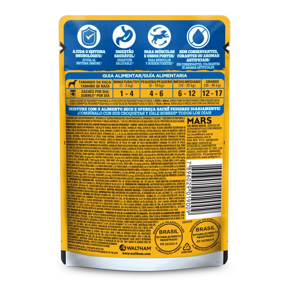 Ração Úmida Pedigree Sachê Frango ao Molho para Cães Adultos 100 g
