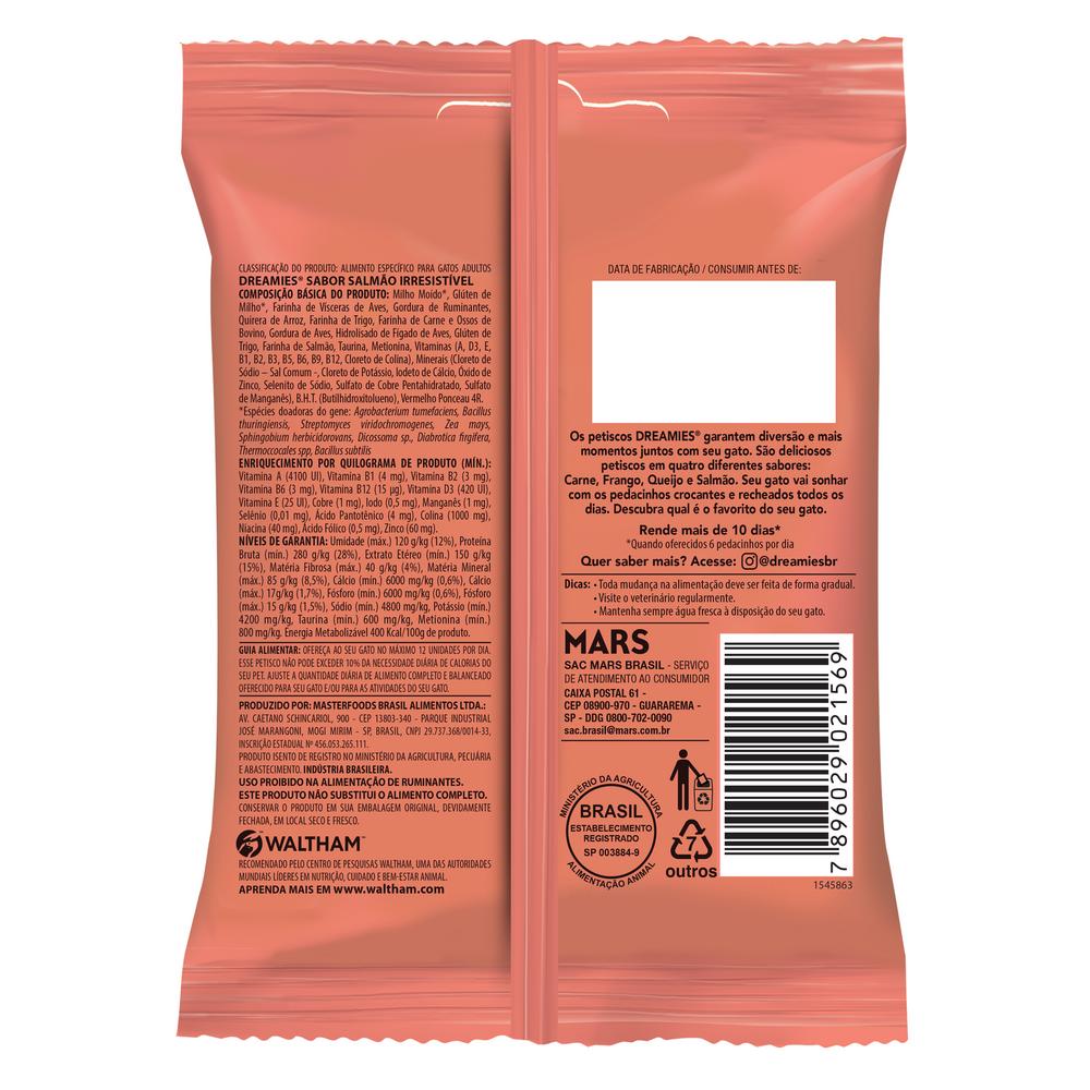 Petisco Dreamies Salmão Irresistível Gatos Adultos 40g