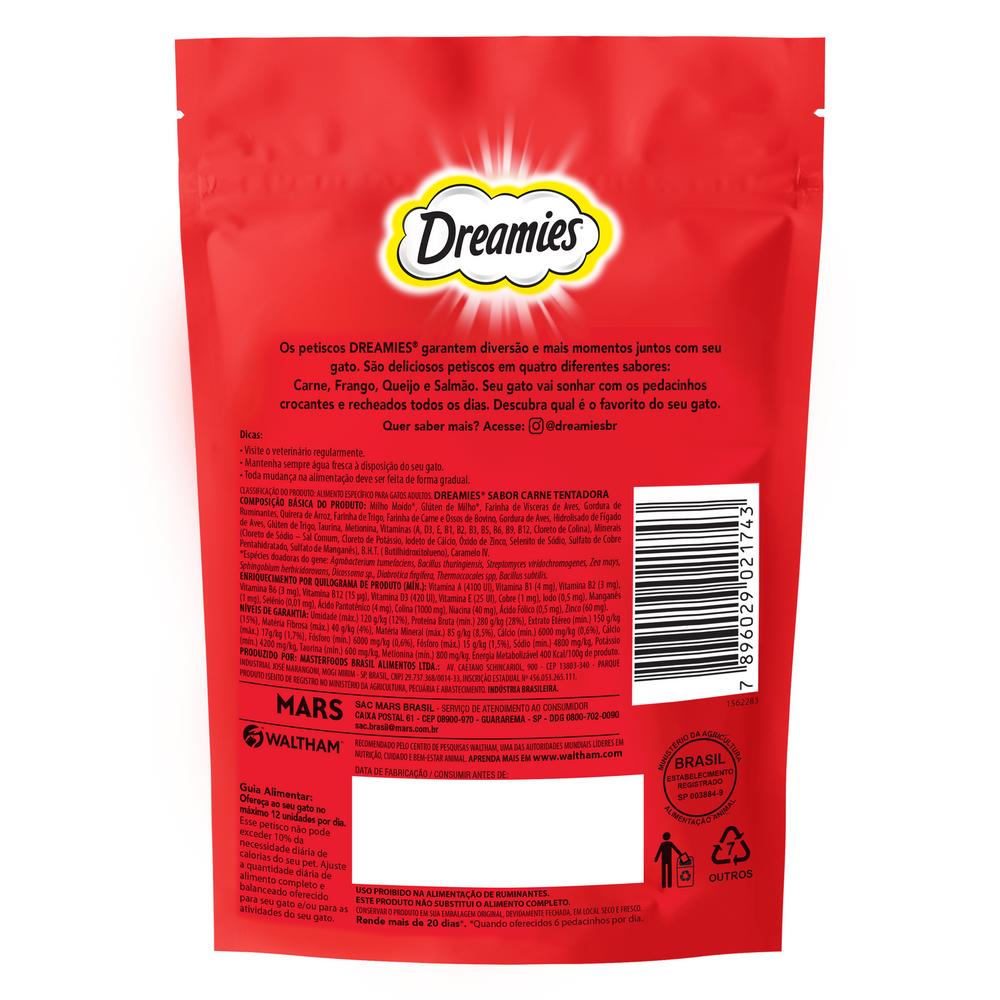 Petisco Dreamies Carne Tentadora Gatos Adultos 80g