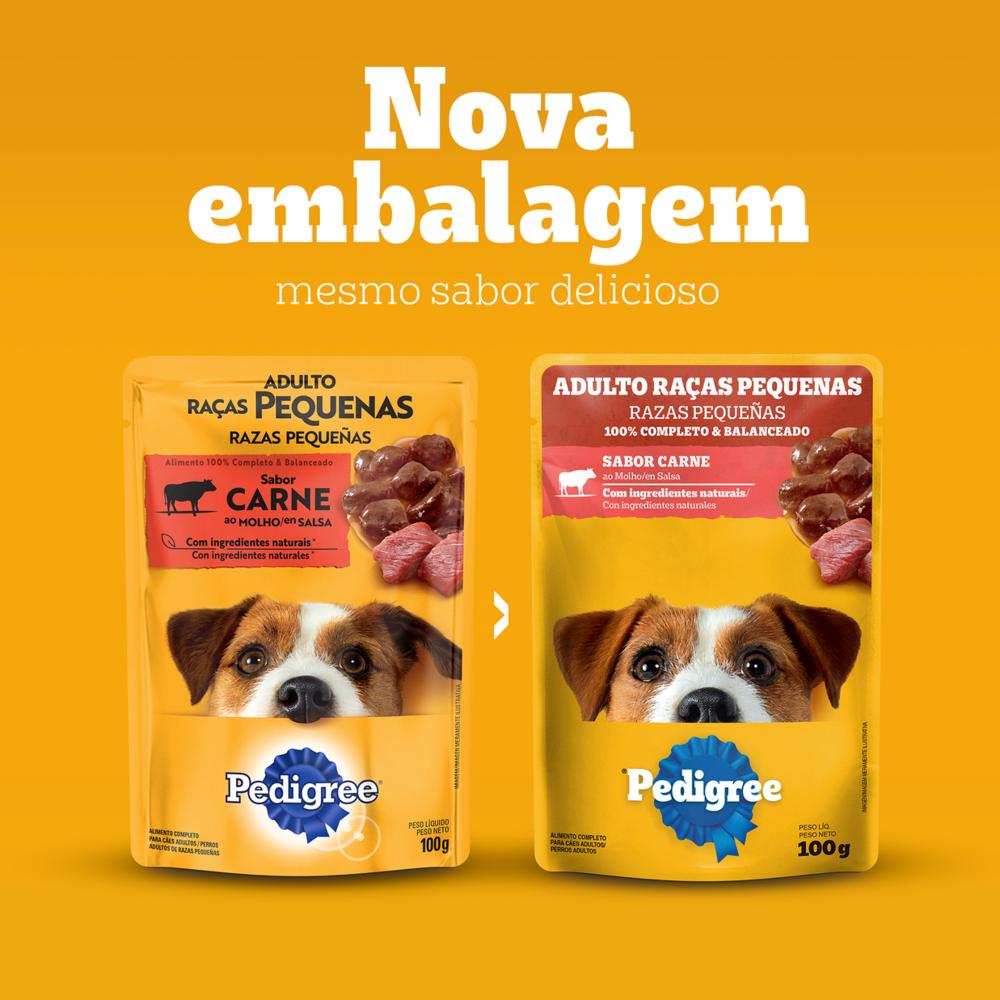 Ração Úmida Pedigree Sachê Carne ao Molho para Cães Adultos de Raças Pequenas 100 g