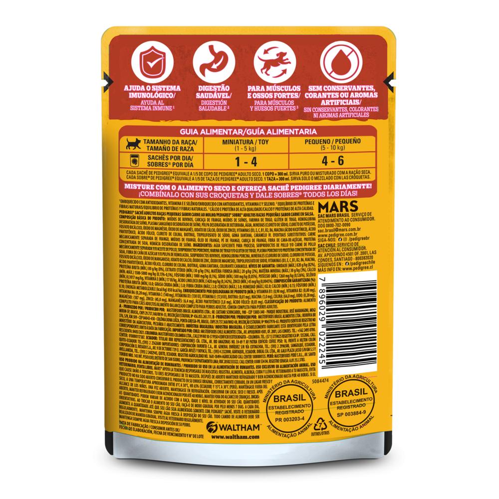 Ração Úmida Pedigree Sachê Carne ao Molho para Cães Adultos de Raças Pequenas 100 g