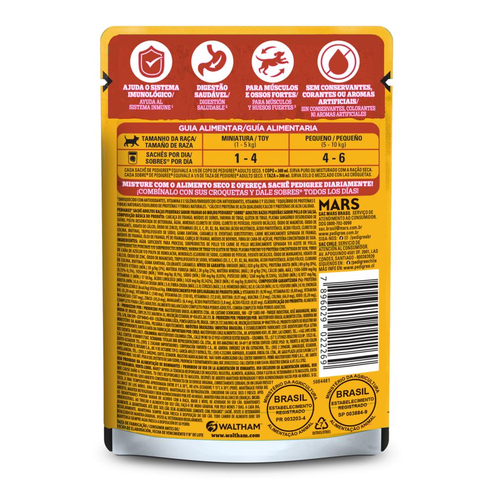 Ração Úmida Pedigree Sachê Frango ao Molho para Cães Adultos de Raças Pequenas 100 g