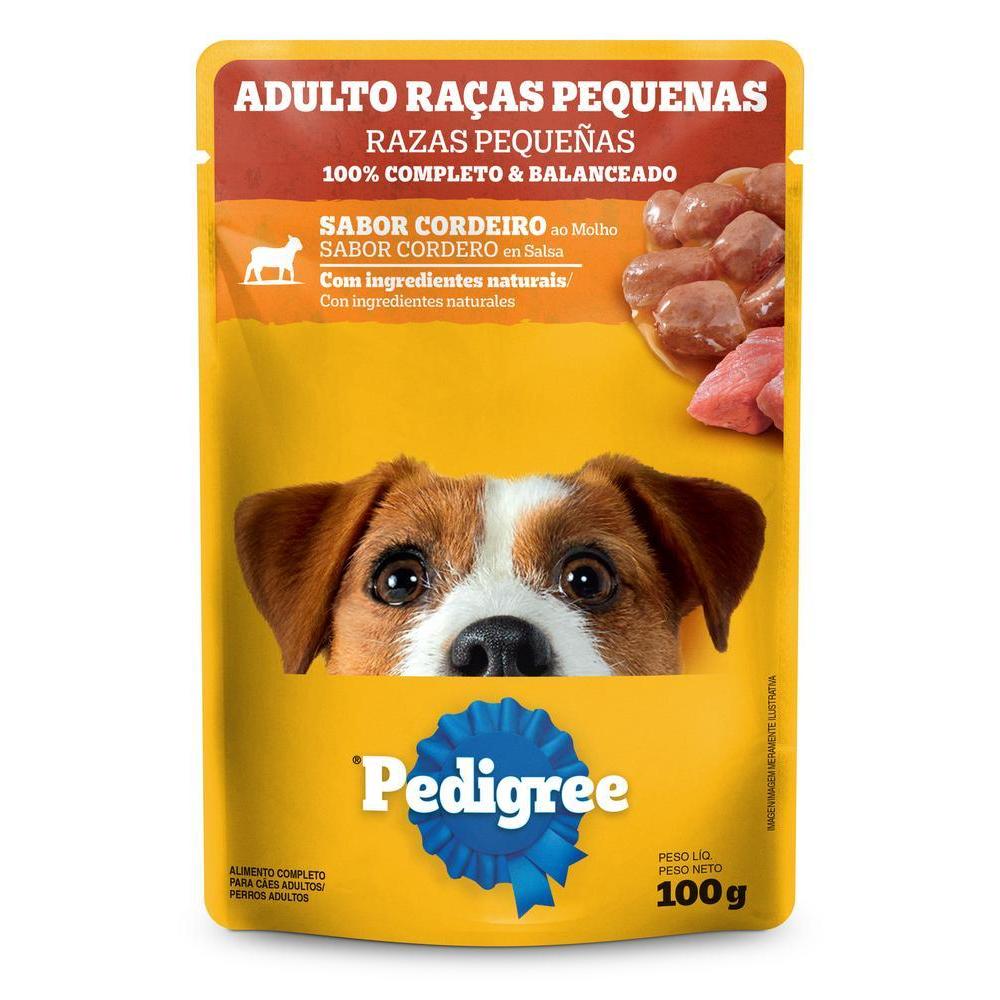 Ração Úmida Pedigree Sachê Cordeiro ao Molho para Cães Adultos de Raças Pequenas 100 g